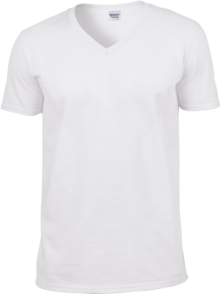 SoftStyle Cotton Tee - Adult V Neck (Small, White)
